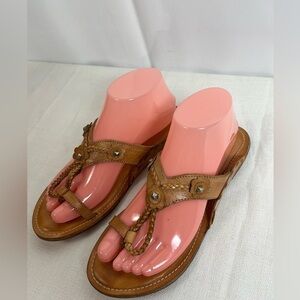 Wanted Womens Slip On Sandals Indian Hand Made Genuine Leather Solid Brown Sz 8